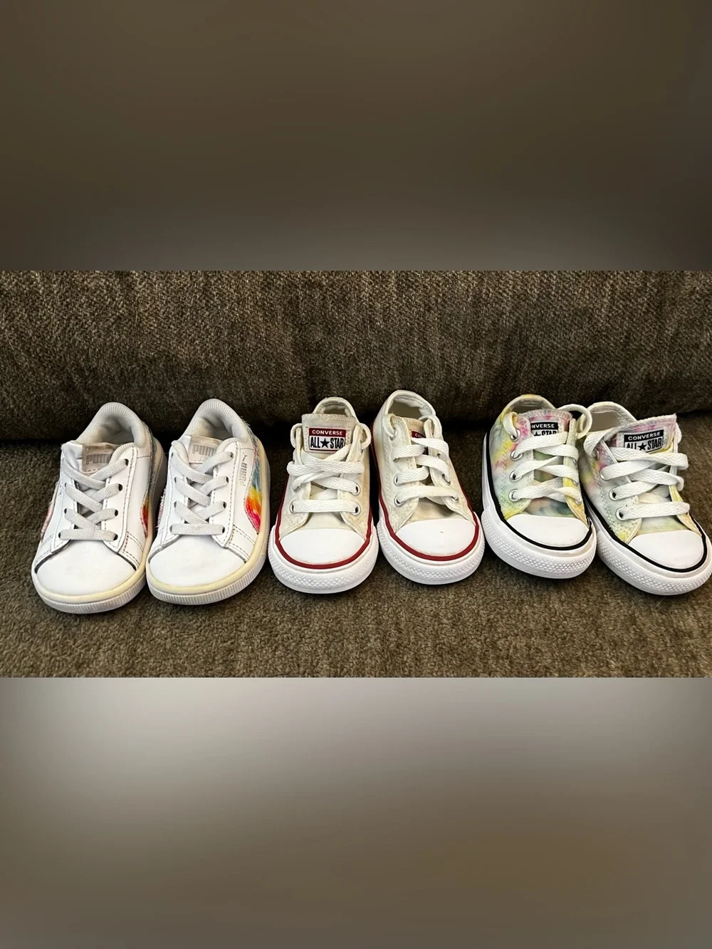 Toddler Shoes Lot Size 5C Converse White Tie Dye Puma Rainbow 3 Pairs GUC